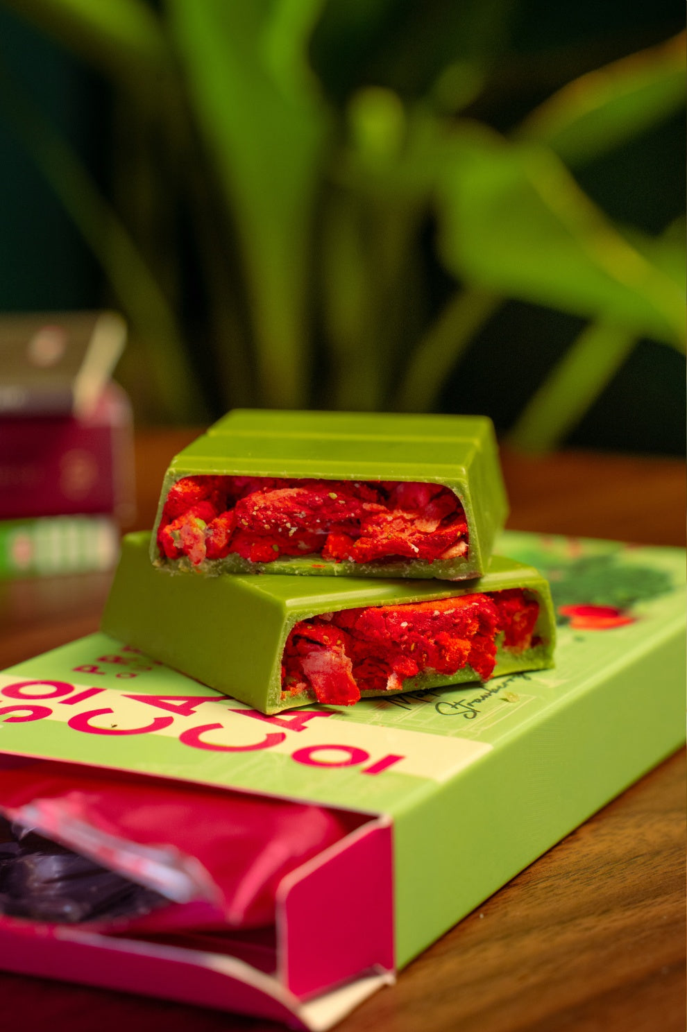 Matcha and strawberry chocolate bar